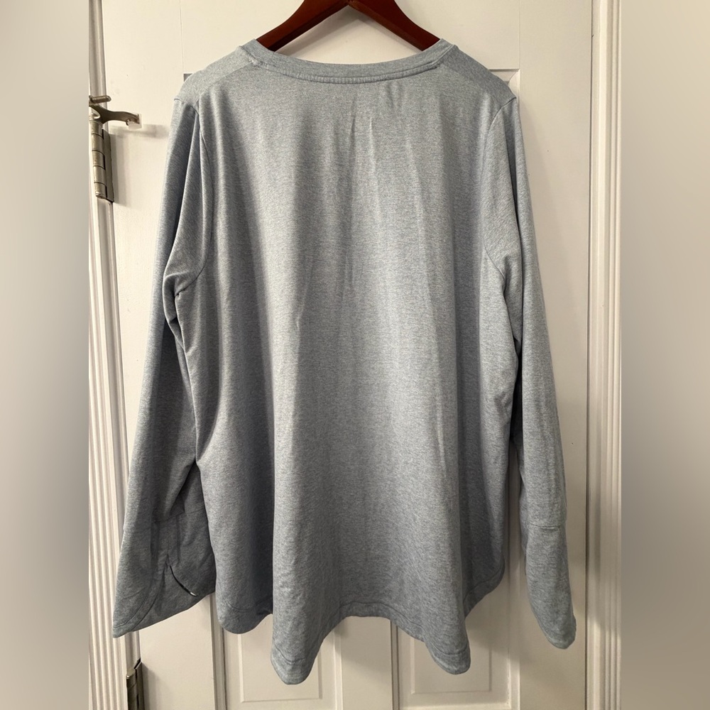 Athleta Women's Heather Gray/Blue Long Sleeve Tee - Picture 3 of 5